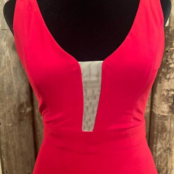 B. Darlin Long Mermaid Style Formal Red Dress Size 3/4 Low Cut Open Back - Picture 7 of 9